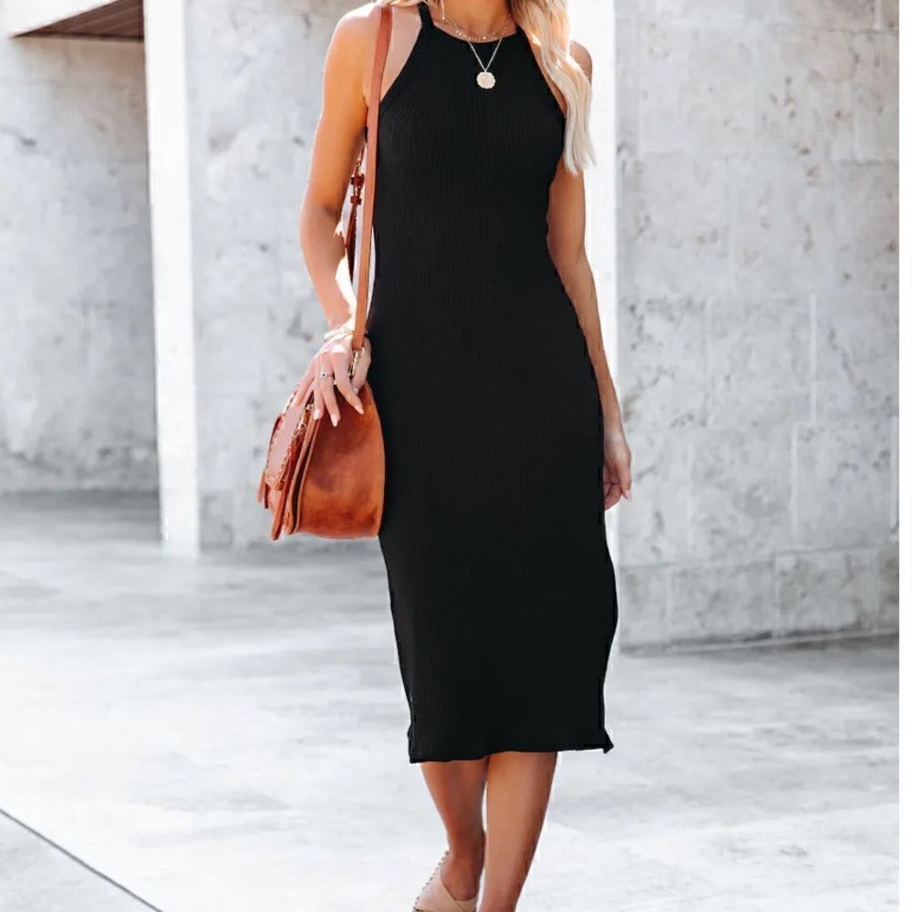 Vici Collection Cora ribbed classic black miso dress - size Small - NEW